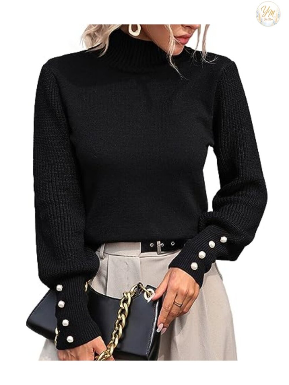 Women's Mock Turtleneck Pullover Sweater Long Sleeve Knit Top Fall Winter